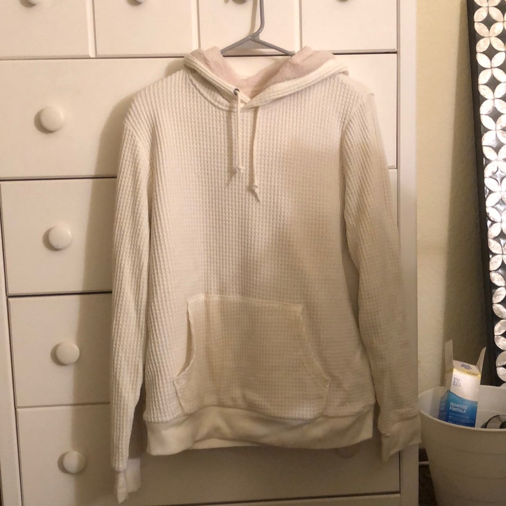 white fuzzy hoodie
